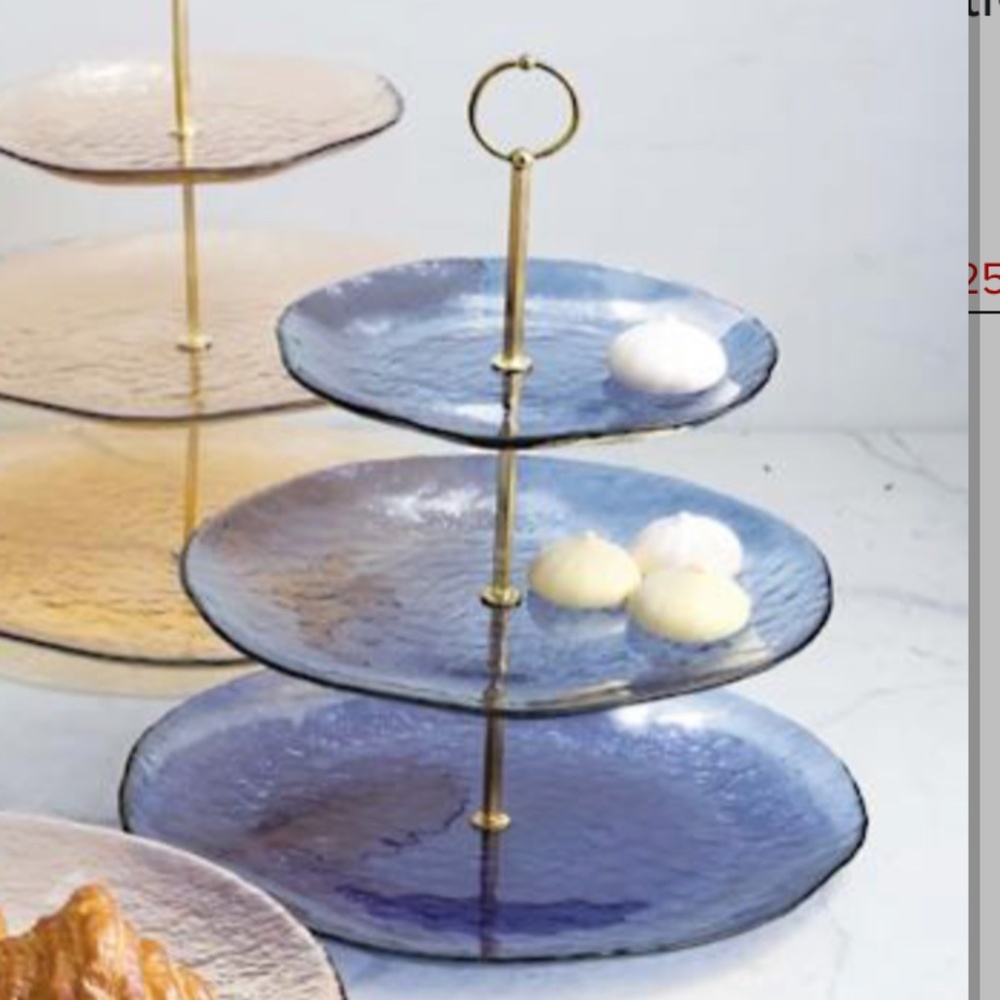 NIB Frontgate Bradbury [2-Tier/3-Tier] Colored Soda-Lime Glass Serving Tray